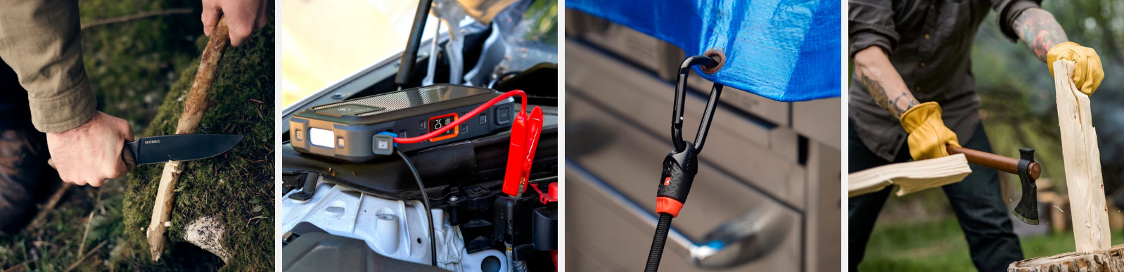 Outils et accessoires techniques pour le camping, le bivouac et la route