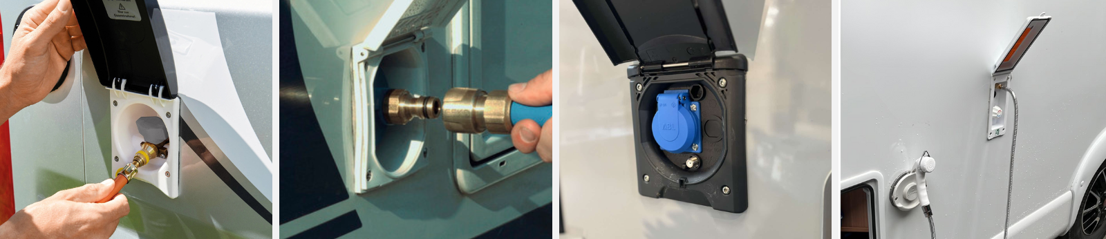 Prises raccord extérieur gaz eau électricité douchette raccordement